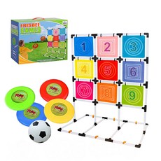 888玩具 888便利購 大型九宮格射飛盤遊戲組(8飛盤1足球1收納袋)(架子高16 x 寬120)(團康露營遊戲ZY267), 1個, 如照片所拍