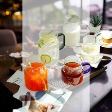 내열유리 저그 5종 가정용물통 보관용기 카페 녹차통 휴대용 냉장고보관, 투명 500ml