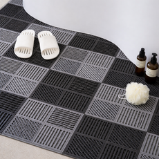 하스몰 조립식 욕실 발코니 미끄럼방지 타일 욕실매트, 6개, 라이트 그레이