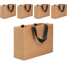 더깔끔 무지 쇼핑백 5p, 브라운, 1개