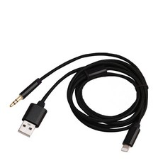 車用音源充電二合一轉接線，適用iPhone蘋果，USB AUX音頻線，露營必備, 1個, 車用蘋果音源線