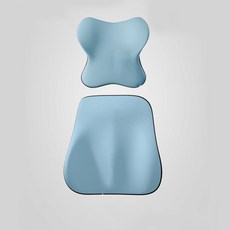 자동차용 라텍스 목 보호대 세트 차량용 허리 받침 베개 허리 등받이 시트, 2세트, 푸른 색, 자세교정