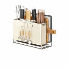 KOLKO 奶油風 刀叉筷架 廚房收納架, 【刀架+掛勾架】超/蝦限購1, 1個