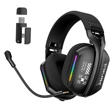 ONIKUMA 무선 게이밍 헤드셋 3모드 연결 가상 7.1 노이즈캔슬링 마이크 GT808, 블랙