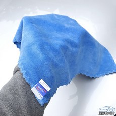 【逸品汽車百貨】『ONLY纖維布』40*40CM 切邊設計 78好用 ONLY毛巾 ONLY擦車布 吸水布 下蠟布 G5, 水藍色波浪切邊1條, 1個