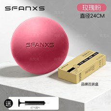 SFANXS 普拉提瑜珈球 24CM 骨盆底肌訓練球 熒光綠 加厚防爆 送打氣筒, 玫瑰粉 加厚防爆丨用壞換新丨送跟練教程丨送打氣筒