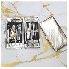 홈케어 네일 손톱깎이 발톱깎이 세트 큐티클 니퍼 관리 도구 파일 푸셔 족집게 골드 케이스