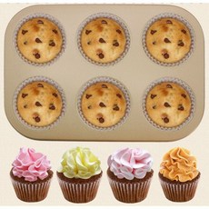6連金色馬芬杯模 6連蛋糕模具 不沾杯子蛋糕模, 1個