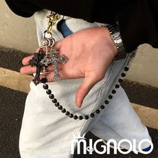 MIGNOLO 復古美式十字架褲鏈, 1個, ZP006｜暗夜聖徽褲鏈, 黑白