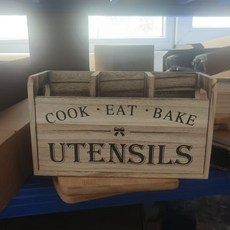 木製仿舊收納盒 廚房餐具筷勺整理盒 手提刀叉分類儲物盒 西餐廳適用, 復古色, 1個