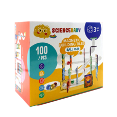 ScienceBaby磁力片 糖果色鑽石小磁片 雪鑽創意積木 球道彩色管道 拼字派對 恐龍樂園 摩天輪, 透明管100片(球道), 1個