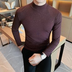 남자 반짝이 티셔츠 목티 슬림핏 광택