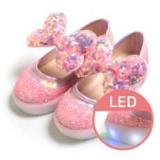 FROMBEBE 女童 Bonbon 亮片蝴蝶結 LED 發光懶人鞋