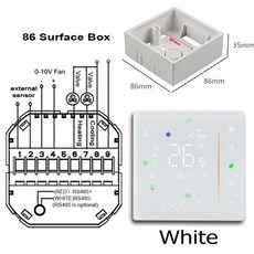 WI FI 선풍기 코일 10V 모듈레이션 24V 가열 온도조절기 옵션 240V 냉각용 95, 24VAC, White 86 Box