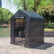 陽台暖房 戶外溫室 庭院保溫棚 多肉植物防寒罩 育苗溫室 陽台花園保溫棚, 143x143x195 遮陽網罩+架子