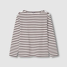 JAJU 여 코튼 보트넥 스트라이프 긴팔 티셔츠 J115401003072 549747