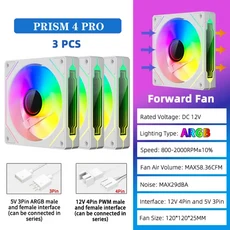 호환 ICE Whale Prism 4 PRO PC 케이스 팬 120mm ARGB 순환 미러 조명 효과 PWM 800-1800RPM CPU 쿨러 환기, 01 기타, 01 A-RGB, 05 W-Forward-3