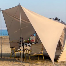 콜미리마 소형 바람막이 한강 해변 그늘막 방수 팝업 원터치 낚시 텐트 파라솔, 캐노피-블랙