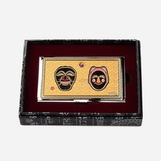 금장 명함케이스 하회탈 문양 전통 자개 명함지갑 취업 입사 선물용, 포장선택안합