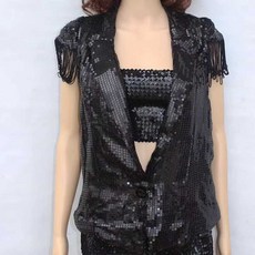 스팽글 조끼 웨이터 자켓 여성 캐주얼 여름 패션 민소매