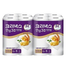 유한킴벌리 크리넥스 안심 3겹 키친타올 140매 4롤X2팩, 2박스