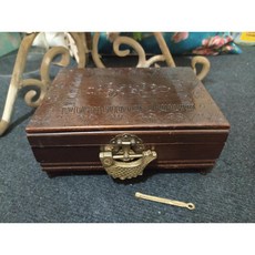 韓國 古董原木 手工音樂盒 附鎖頭