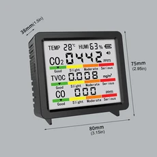 6 in 1 PM2.5 PM10 HCHO TVOC CO CO2 다기능 공기질 측정기 CO 이산화탄소 포름알데히드 모니터, 01 Black