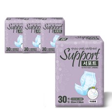 서포트 성인용 프리미엄 속기저귀 패드 남여공용, 대형, 4개, 30매입