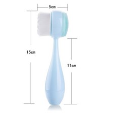 新款保齡球潔麵刷 電鍍洗臉刷 站立刷手動 雙麵硅膠潔麵儀 清潔去黑頭 音波深層美肌潔顏儀 洗臉神器 電動洗臉機 潔面儀, 天藍色