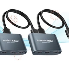 avedio links 아디오 링크 HDMI 선택기 셀렉터 스위치 3 in 1 Out 4K 60Hz 알루미늄 합금 4FT 케 2개 KB