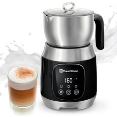 마에스트리 하우스 밀크 프로더 가변 온도 및 거품 두께 듀얼 프로 600 스티머 21OZ 스마트 터치 컨트롤 워머 식기세척기 안전 라떼 핫 초콜릿용 메모리 기능블랙, Blue, 블랙