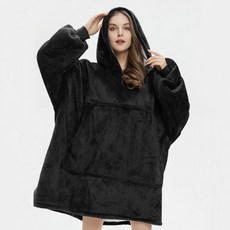 집순이 후드 수면 잠옷 담요옷 롱 후리스 극세사 기모 이불옷 입는 담요 방콕 두꺼운 임산부 오버핏