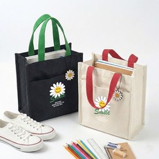 언즈 스마일 초등학생 신학기 방수 실내화 가방 다용도 주머니, 로고 보조 가방 베이지, 1개