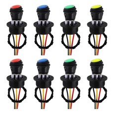 [ 1240108 ] 쉘이 있는 방수 라운드 로커 스위치 12V 마린 토글 LED 조명 ON/OFF SPST 3핀 3가지 색상 자동차 보트용 - 8개