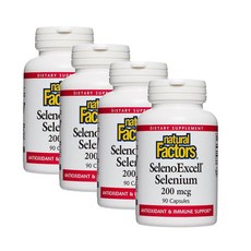 내추럴팩터스 셀레노엑셀 셀레늄 200mcg 캡슐 Natural Factors SelenoExcell Selenium, 90정, 4개