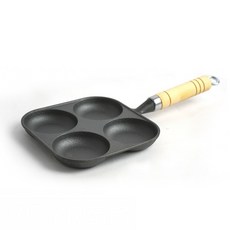 適用於各式爐具, 1個, 鑄鐵四孔煎蛋鍋, 7.8cm