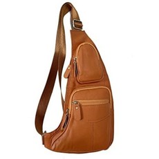 Hebetag 가죽 슬링 백 크로스바디 백팩 남성 여성 여행 야외 스포츠용 #02옐로우 브라운 내구성 빈티지113062