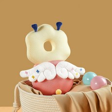 신생아 머리보호 배낭쿠션 뒤집기방지 만화디자인 귀여운 유아 안전필수품, Angel Pink Mesh