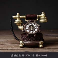 레드 전화선 회전형 벽걸이형 레트로전화기 벽걸이 골드 그린 레트로 검정 골동품 인테리어, 금색 홍좌기