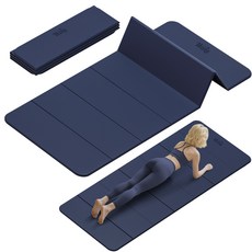 요가매트 접이식 미끄럼방지 TPE 80cm 와이드 휴대용 운동매트, 1개, 진청색