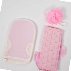 목욕타올 3종 set 핑크 피부 장갑 각질 샤워볼 거품 바디