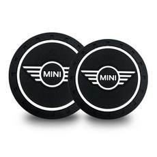 미니 쿠퍼 컵홀더 패드 코스터 물컵 슬롯 미끄럼 방지 엠블럼 자동차 액세서리 R55 R56 R57 R58 R59 F54 F60, 블랙, 2개