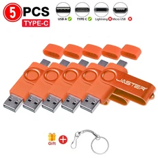 5개묶음 TYPE-C USB 2 in 1 펜 드라이브 128GB 메모리 스틱 64GB 도매 플래시 휴대폰컴퓨터용, 01 128MB(Not GB), 01 중국, 01 오렌지