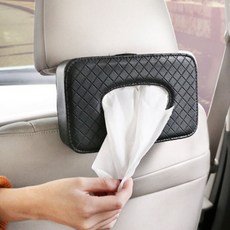 뒷좌석거치형 휴지케이스 고급인조가죽 티슈커버, 블랙 헤드레스트형, 1개