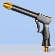 분사 노즐 고압 초강력 세척 물총 해드 세차건, 블랙 고압 두꺼운 메탈릭 롱건, 1cm