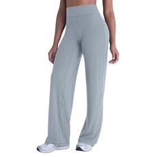 Sunzel 와이드 레그 요가 팬츠 전면 솔기 없음 복부 컨트롤 하이 웨이스트 체육관 운동용 스트레이트 레그 엉덩이 하의 블루 그레이. XS 147713