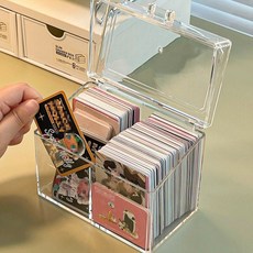 헤이두잇 사진통 명함 포토카드 정리함 아크릴 케이스 칸막이 보관함, 투명