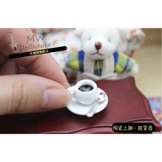 隨草憶境 迷你袖珍咖啡杯碟組 微縮模型 食玩模型場景配件 (一組入), 1個, 一組入（杯+盤+匙，不可分離）