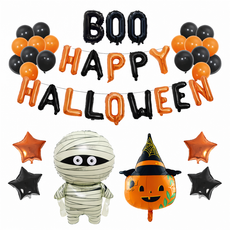 할로윈 풍선 장식 호박 마녀 유령 가랜드 캠핑 유령패밀리, 1개, 2.큐트 좀비 월드