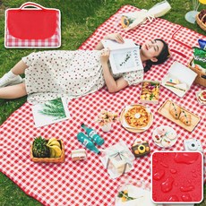 하네사 뽀송매트 대형 방수 엠보싱 돗자리 캠핑 피크닉 매트, 애플 레드